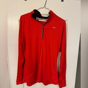 Nike Womens Element 1/2 Zip L.S. Running Shirt - Action Red/Reflective Silver.